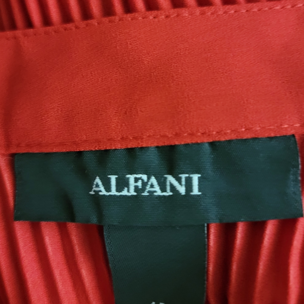 Alfani red pleated button front blouse v neck long sleeve women's plus size 16 - Picture 5 of 7
